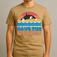 Retro Vintage Save The Whales Leaping Orca Killer Whale T-Shirt