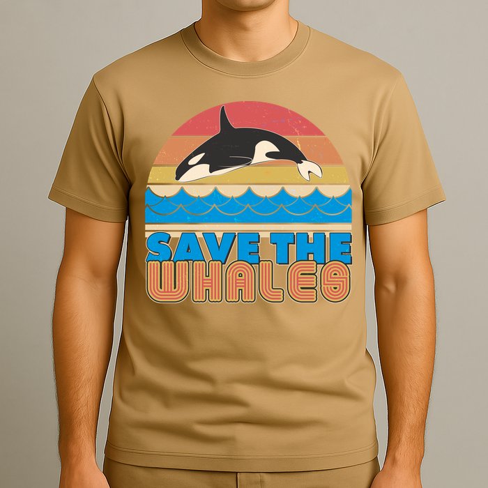 Retro Vintage Save The Whales Leaping Orca Killer Whale T-Shirt
