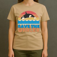 Retro Vintage Save The Whales Leaping Orca Killer Whale T-Shirt