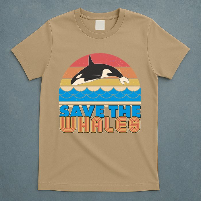 Retro Vintage Save The Whales Leaping Orca Killer Whale T-Shirt