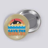 Retro Vintage Save The Whales Leaping Orca Killer Whale Button