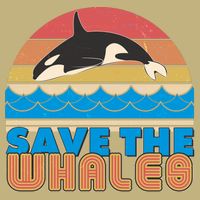 Retro Vintage Save The Whales Leaping Orca Killer Whale Button