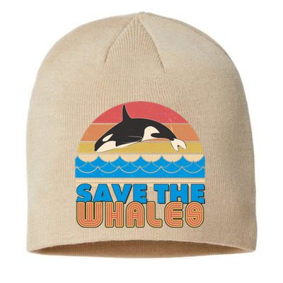 Retro Vintage Save The Whales Leaping Orca Killer Whale Sustainable Beanie