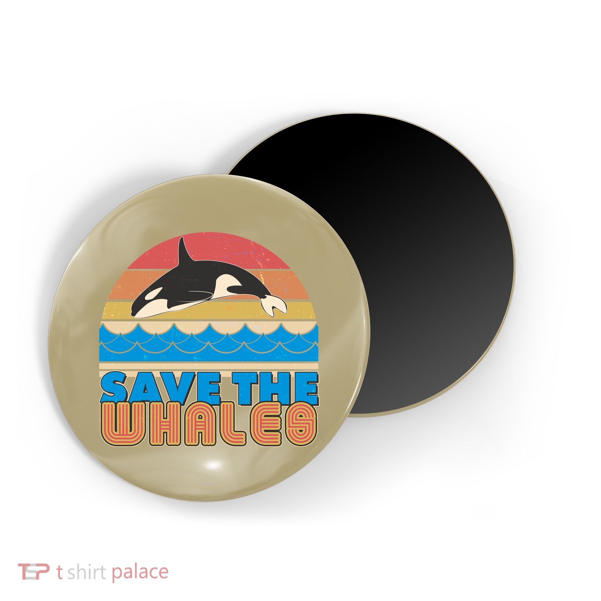 Retro Vintage Save The Whales Leaping Orca Killer Whale Magnet