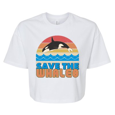 Retro Vintage Save The Whales Leaping Orca Killer Whale Bella+Canvas Jersey Crop Tee