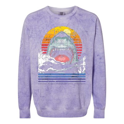 Retro Vintage Shark Marine Biologist Wildlife Shark Lovers Colorblast Crewneck Sweatshirt