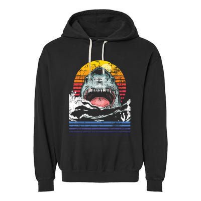 Retro Vintage Shark Marine Biologist Wildlife Shark Lovers Garment-Dyed Fleece Hoodie