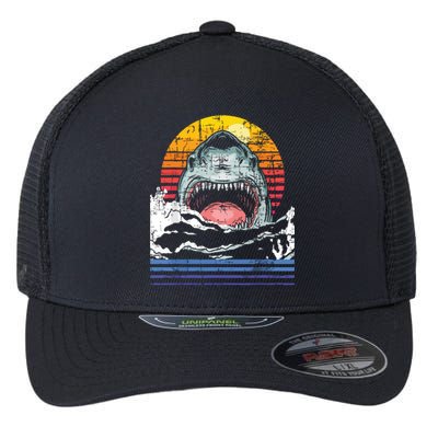 Retro Vintage Shark Marine Biologist Wildlife Shark Lovers Flexfit Unipanel Trucker Cap