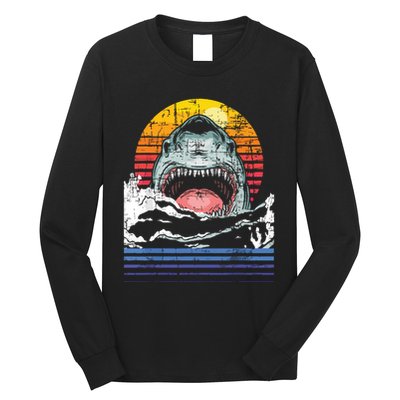 Retro Vintage Shark Marine Biologist Wildlife Shark Lovers Long Sleeve Shirt
