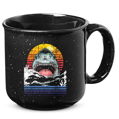 Retro Vintage Shark Marine Biologist Wildlife Shark Lovers 15oz Campfire Ceramic Mug