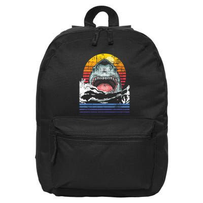 Retro Vintage Shark Marine Biologist Wildlife Shark Lovers 16 in Basic Backpack