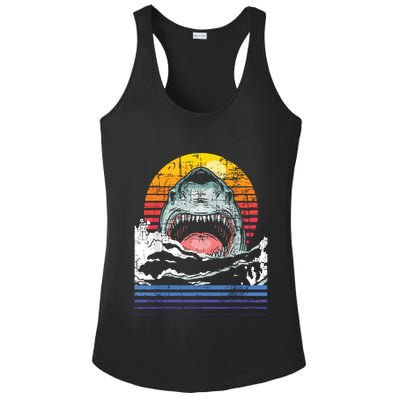 Retro Vintage Shark Marine Biologist Wildlife Shark Lovers Ladies PosiCharge Competitor Racerback Tank