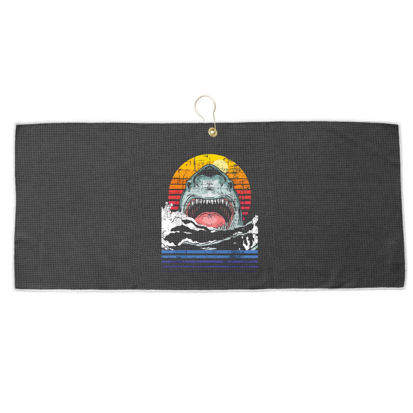 Retro Vintage Shark Marine Biologist Wildlife Shark Lovers Large Microfiber Waffle Golf Towel
