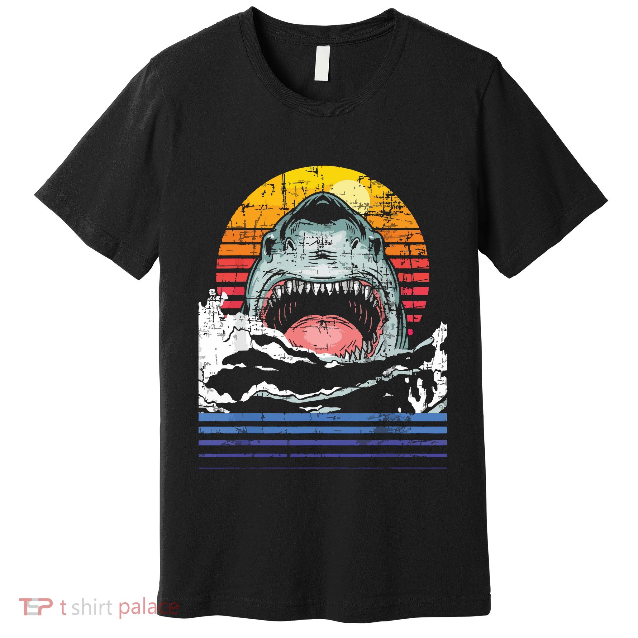 Retro Vintage Shark Marine Biologist Wildlife Shark Lovers Premium T-Shirt
