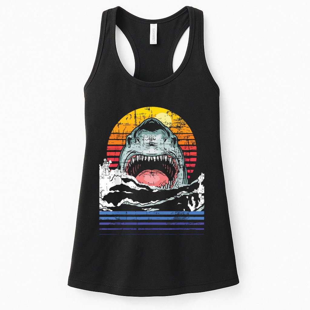 Retro Vintage Shark Marine Biologist Wildlife Shark Lovers Womens Tank Top