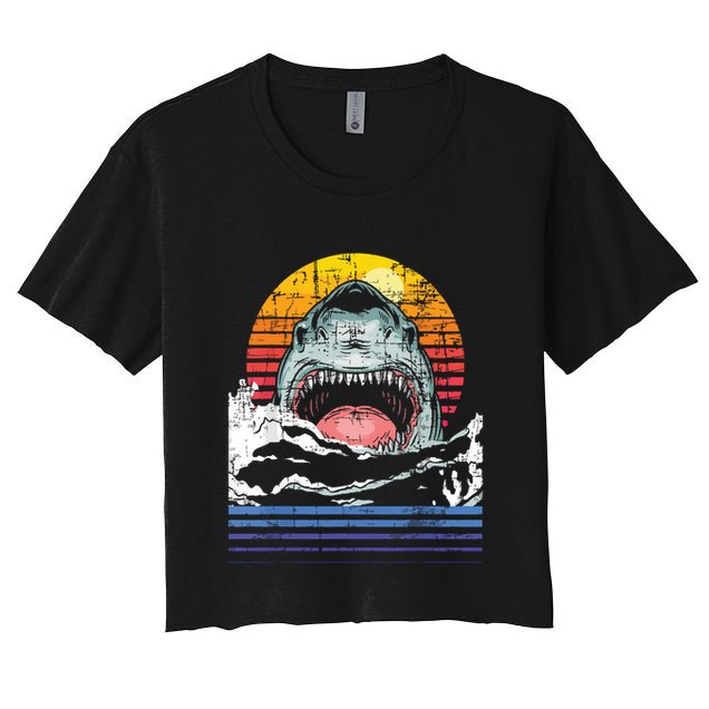 Retro Vintage Shark Marine Biologist Wildlife Shark Lovers Crop Top