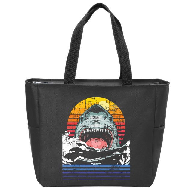 Retro Vintage Shark Marine Biologist Wildlife Shark Lovers Zip Tote Bag