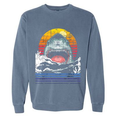 Retro Vintage Shark Marine Biologist Wildlife Shark Lovers Garment-Dyed Sweatshirt