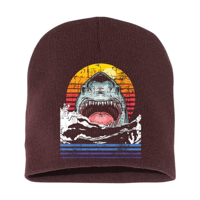 Retro Vintage Shark Marine Biologist Wildlife Shark Lovers Short Acrylic Beanie