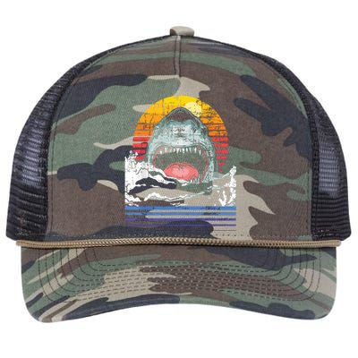 Retro Vintage Shark Marine Biologist Wildlife Shark Lovers Retro Rope Trucker Hat Cap