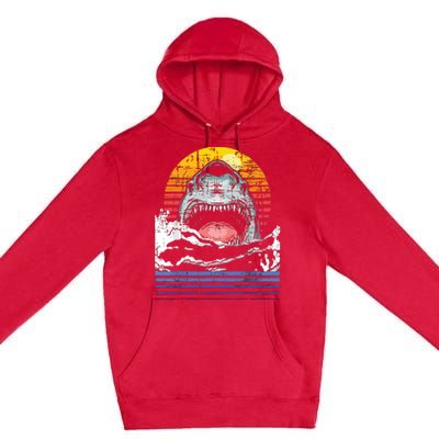 Retro Vintage Shark Marine Biologist Wildlife Shark Lovers Premium Pullover Hoodie