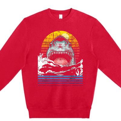 Retro Vintage Shark Marine Biologist Wildlife Shark Lovers Premium Crewneck Sweatshirt