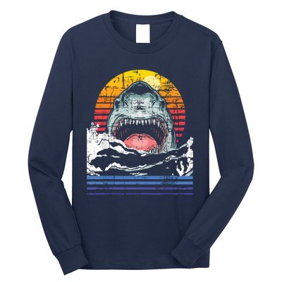 Retro Vintage Shark Marine Biologist Wildlife Shark Lovers Long Sleeve Shirt