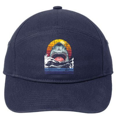 Retro Vintage Shark Marine Biologist Wildlife Shark Lovers 7-Panel Snapback Hat