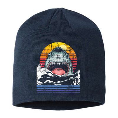 Retro Vintage Shark Marine Biologist Wildlife Shark Lovers Sustainable Beanie