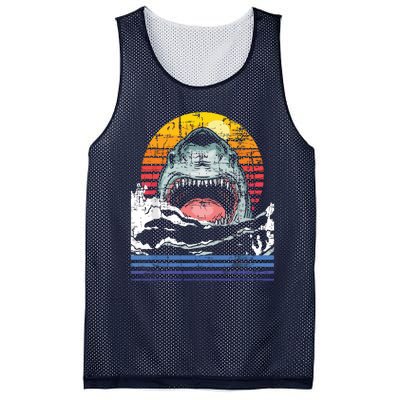 Retro Vintage Shark Marine Biologist Wildlife Shark Lovers Mesh Reversible Basketball Jersey Tank