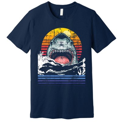 Retro Vintage Shark Marine Biologist Wildlife Shark Lovers Premium T-Shirt