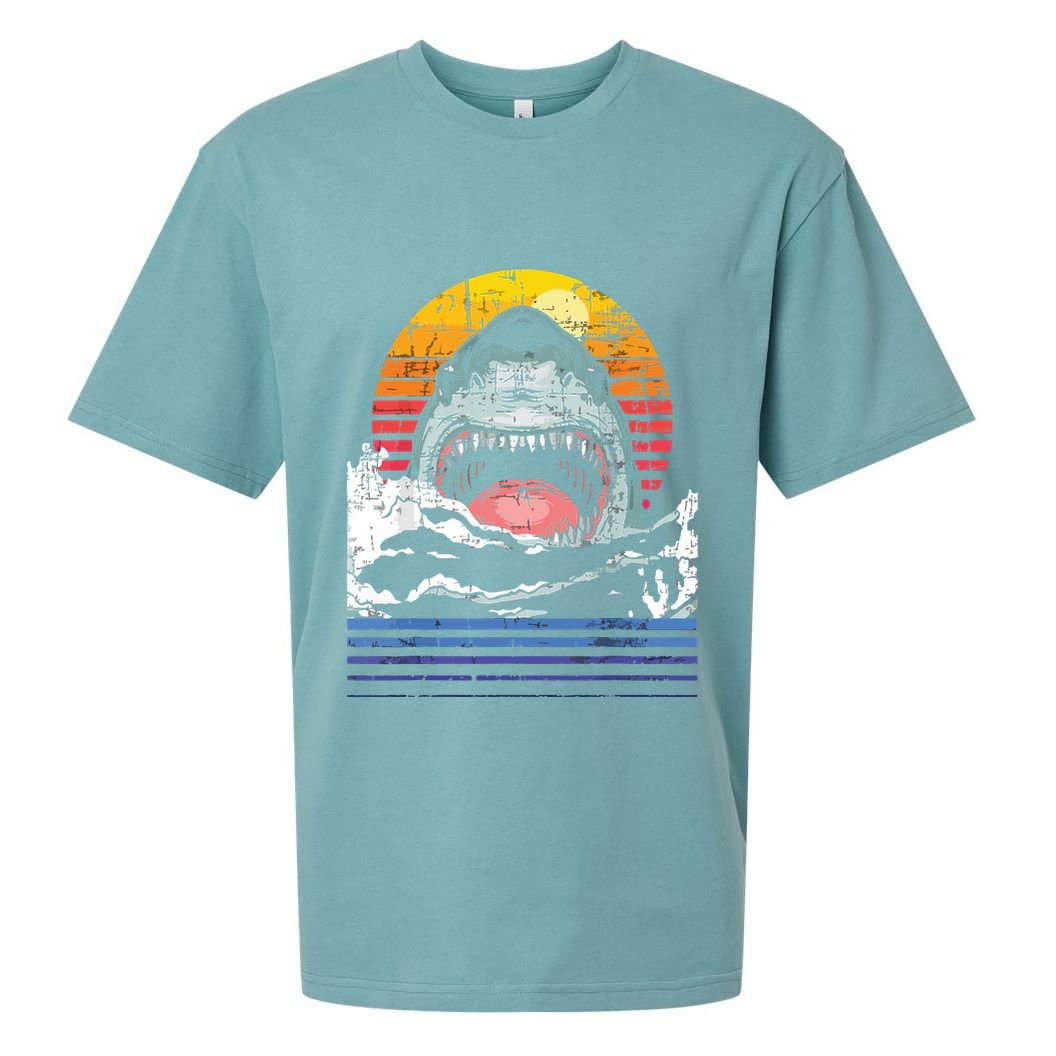 Retro Vintage Shark Marine Biologist Wildlife Shark Lovers Sueded Cloud Jersey T-Shirt