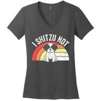 Retro Vintage Shih Tzu Dog Owner Funny I Shitzu Not Women's V-Neck T-Shirt