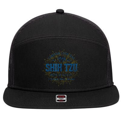 Retro Vintage Shih Tzu 7 Panel Mesh Trucker Snapback Hat