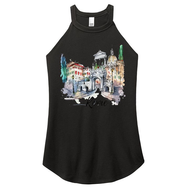 Retro Vintage Summer Italia Italy Rome City Souvenir Gifts Women's Perfect Tri Rocker Tank