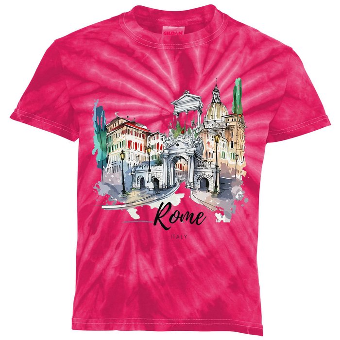 Retro Vintage Summer Italia Italy Rome City Souvenir Gifts Kids Tie-Dye T-Shirt