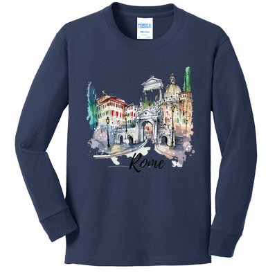 Retro Vintage Summer Italia Italy Rome City Souvenir Gifts Kids Long Sleeve Shirt