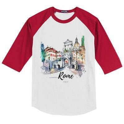 Retro Vintage Summer Italia Italy Rome City Souvenir Gifts Kids Colorblock Raglan Jersey