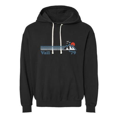 Retro Vail Ski Resort Colorado Snowboard Mountain Gift Garment-Dyed Fleece Hoodie