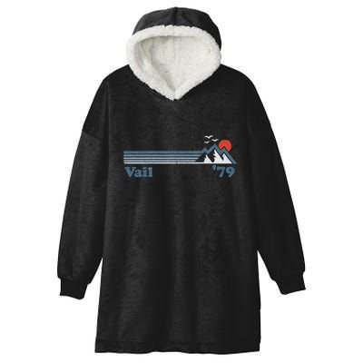 Retro Vail Ski Resort Colorado Snowboard Mountain Gift Hooded Wearable Blanket