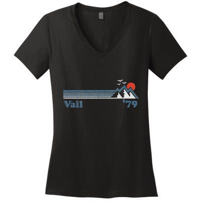 Retro Vail Ski Resort Colorado Snowboard Mountain Gift Women's V-Neck T-Shirt