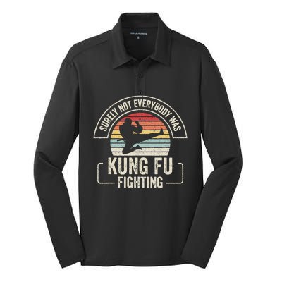 Retro Vintage Surely Not Everybody Was Kung Fu Fighting Silk Touch Performance Long Sleeve Polo