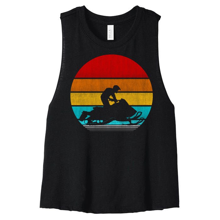 Retro Vintage Snowmobile Women's Racerback Cropped Tank