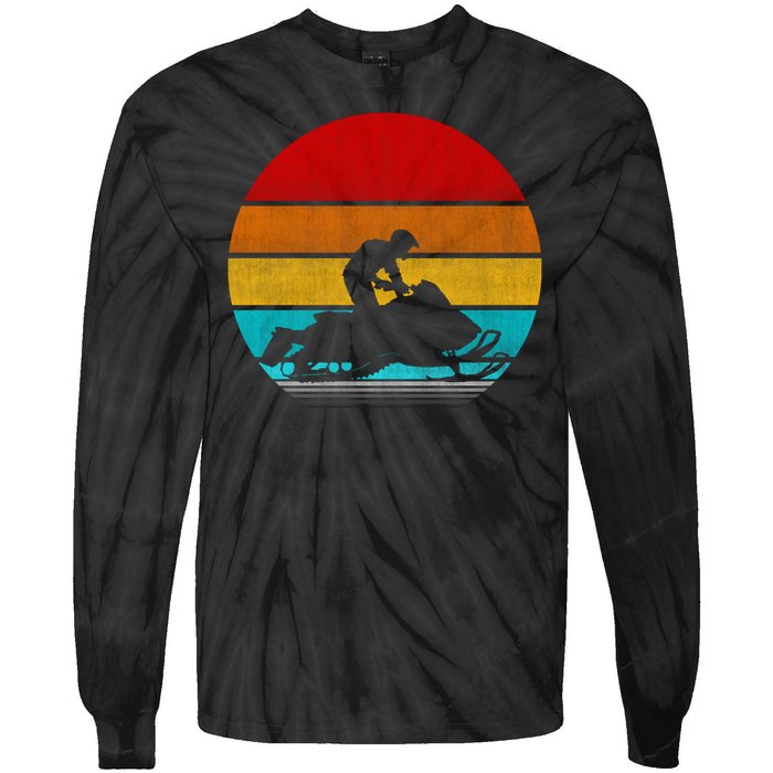 Retro Vintage Snowmobile Tie-Dye Long Sleeve Shirt