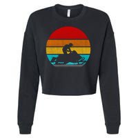 Retro Vintage Snowmobile Cropped Pullover Crew