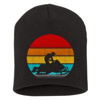 Retro Vintage Snowmobile Short Acrylic Beanie