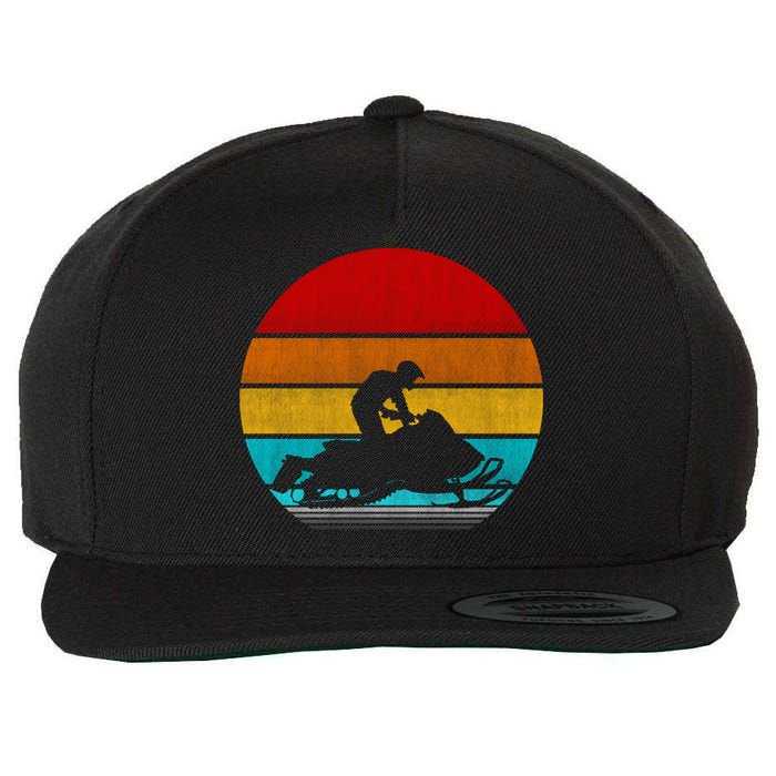 Retro Vintage Snowmobile Wool Snapback Cap