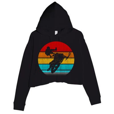 Retro Vintage Snowmobile Crop Fleece Hoodie