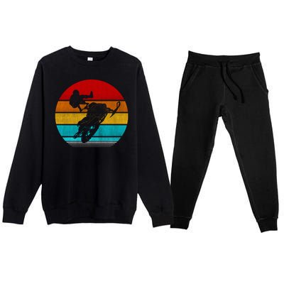 Retro Vintage Snowmobile Premium Crewneck Sweatsuit Set