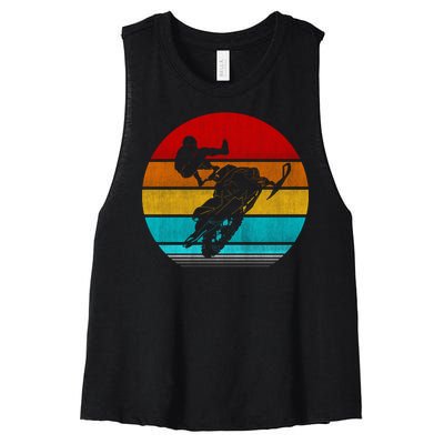 Retro Vintage Snowmobile Women's Racerback Cropped Tank